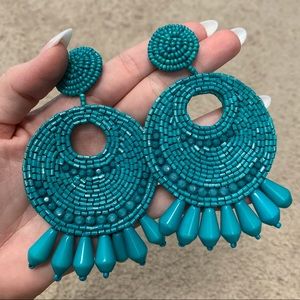 Kenneth Jay Lane Faux-Turquoise Seed Bead Earrings